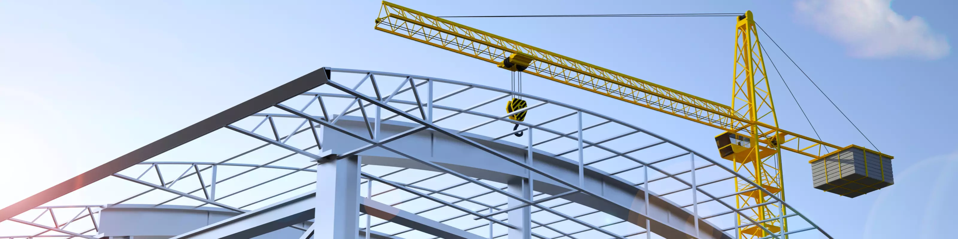 Photo de la construction de la structure en métal d'une halle industrielle